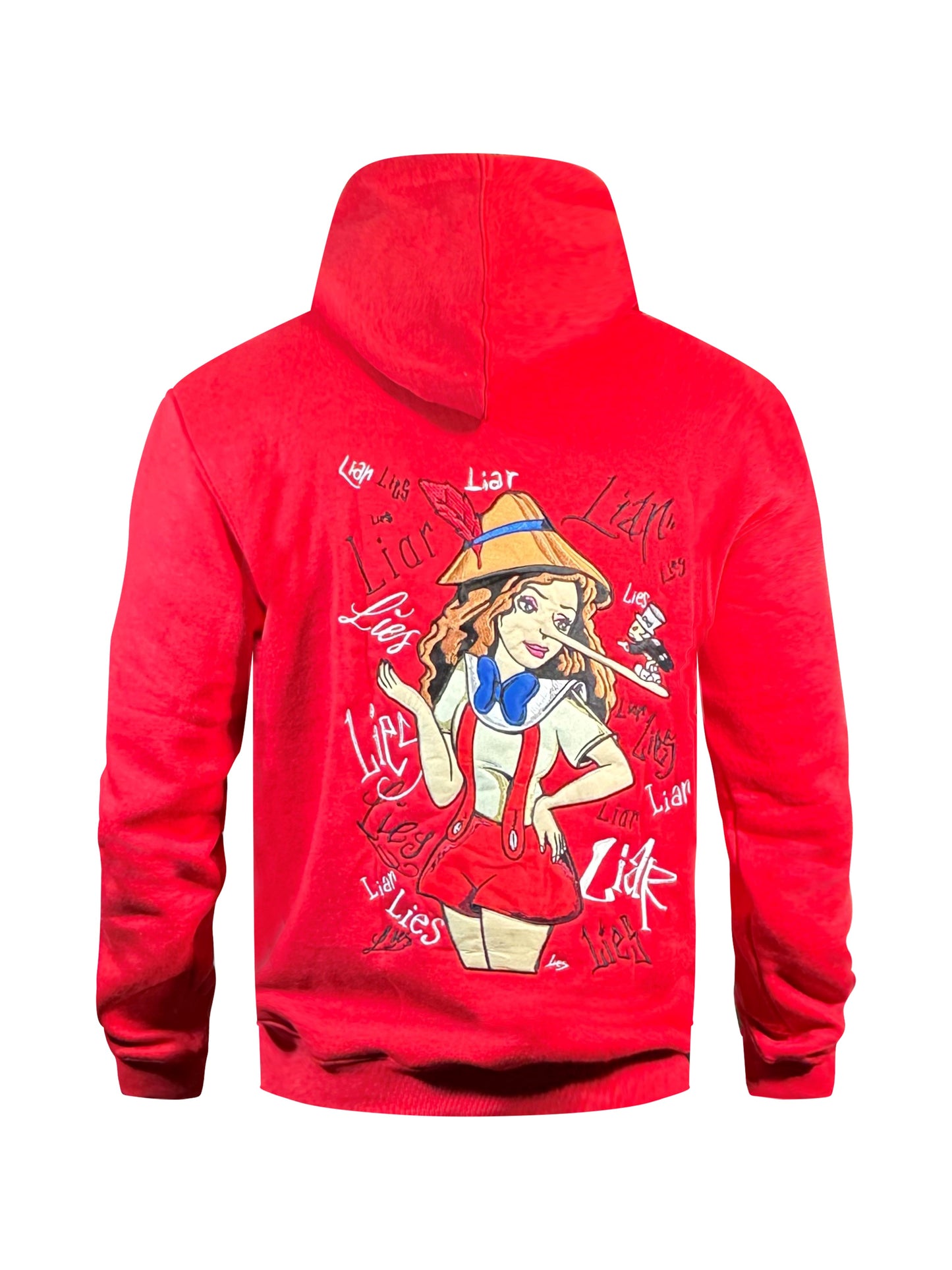 "LIES" NTGLTY RED HOODIE