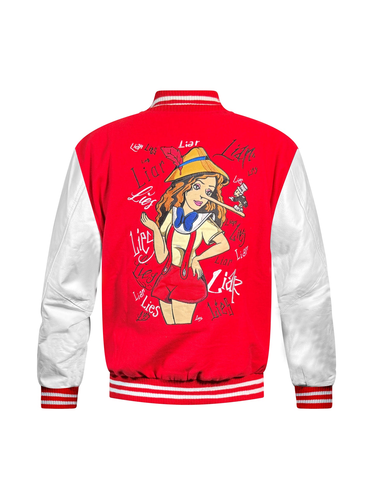 "Lies" Red Varsity Jacket