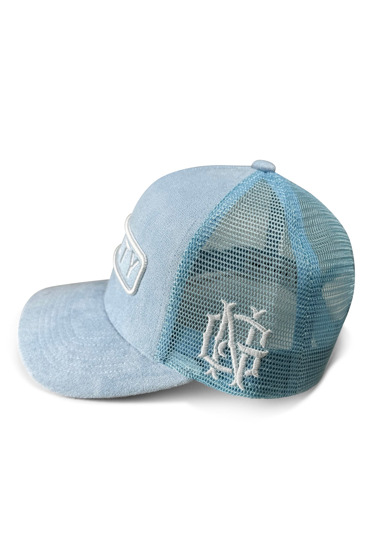 Classic Light Blue Suede Trucker Hat