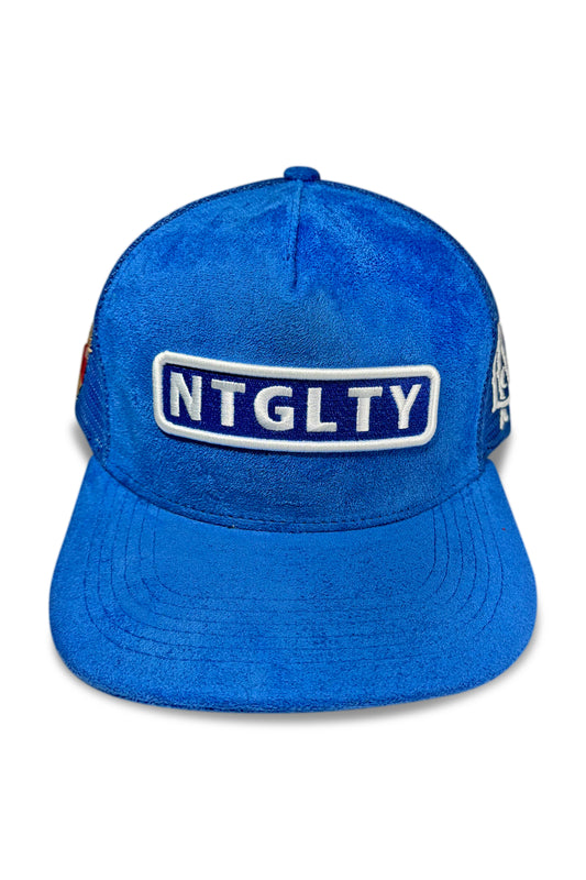 Flat Brim Blue suede Trucker Hat