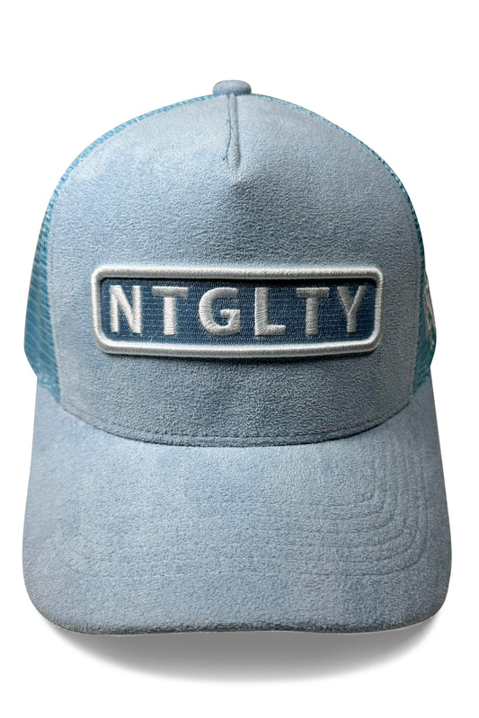 Classic Light Blue Suede Trucker Hat